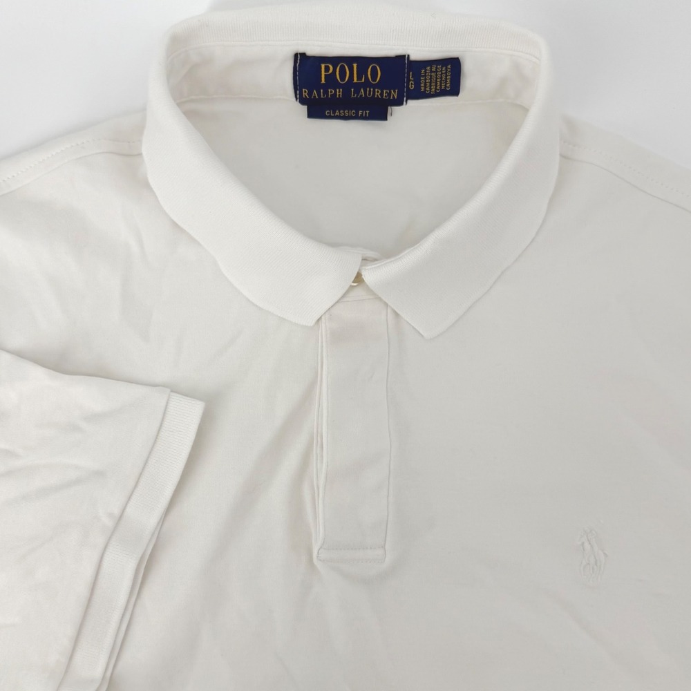 Polo Ralph Lauren Mens L White Classic Fit Short Sleeve Polo Shirt Soft Preppy